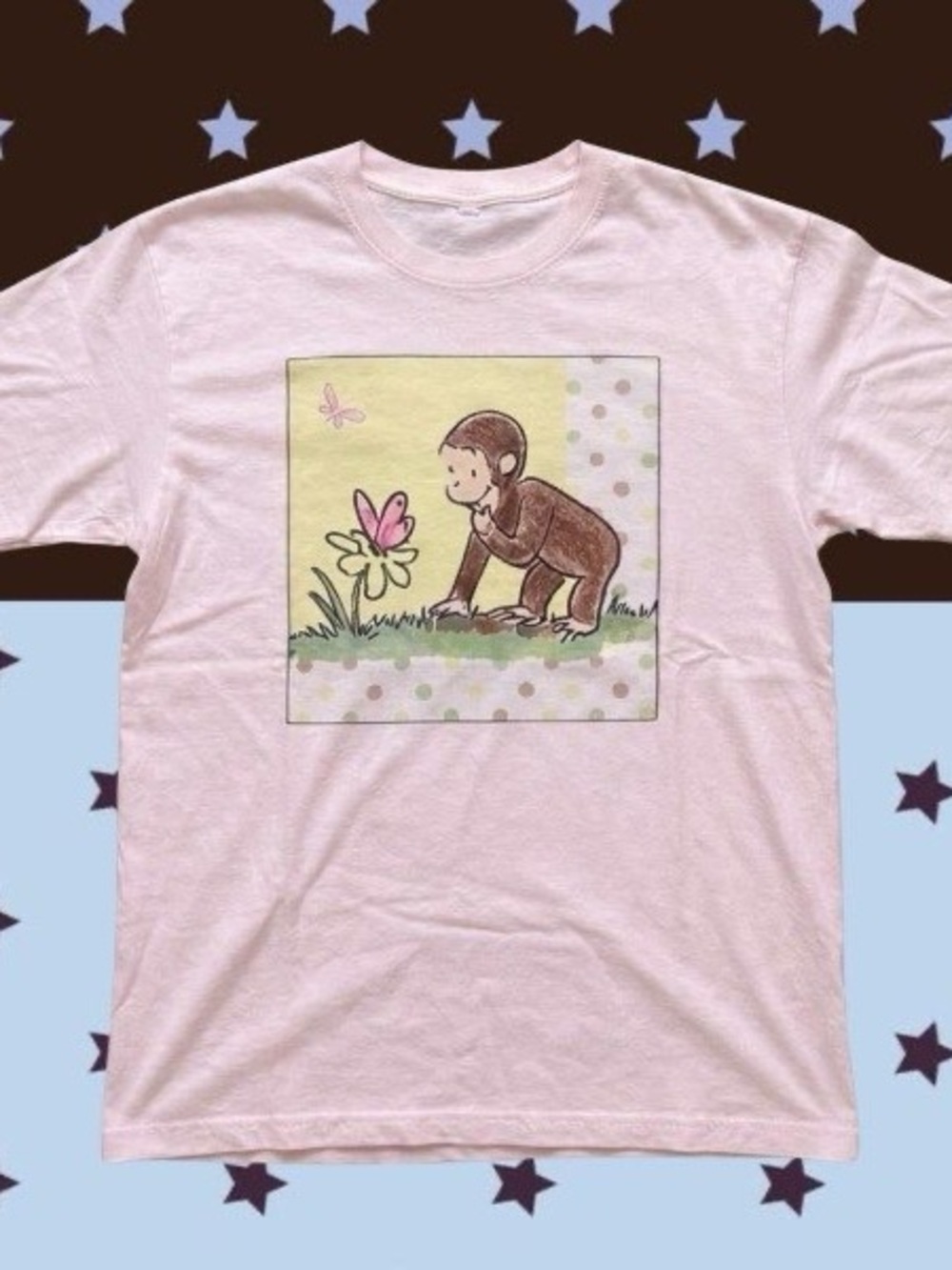 Gildan Light Pink Curious George Monkey Graphic Tee